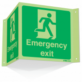 Photoluminescent Emergency Exit Projecting 3D Sign