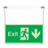 Xtra-Glow Exit Arrow Down Hanging Sign