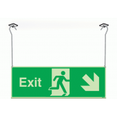 Xtra-Glow Exit Arrow Down Right Hanging Sign