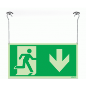 Xtra-Glow Exit Arrow Down Symbol Hanging Sign