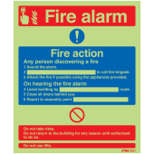 Xtra-Glo Fire Alarm Fire Action Aluminium Sign