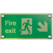 Xtra-Glo Acrylic Fire Exit Running Man & Arrow Down Right Signs