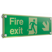 Xtra-Glo Fire Exit Arrow Down Right Acrylic Sign