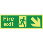 Xtra Glo Fire Exit Man Diagonal Arrow Down Right Signs
