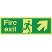 Xtra Glo Fire Exit Arrow Right Up Sign