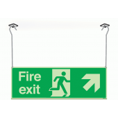Xtra-Glow Fire Exit Arrow Up Right Hanging Sign