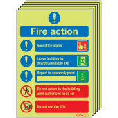 6-Pack Xtra-Glo Photoluminescent Fire Action Signs