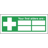 Your First Aiders Are: Sign