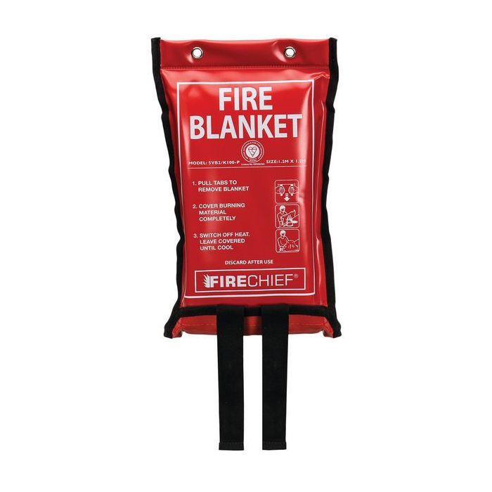 1.2 Metre Square Flat Pack Fire Blankets are high performance industrial grade PVC fire blankets perfect for all small kitchens, caravans and in the home. the 1.2 Metre Square Flat Pack Fire Blankets features a re-enforced loop for secure wall mounting