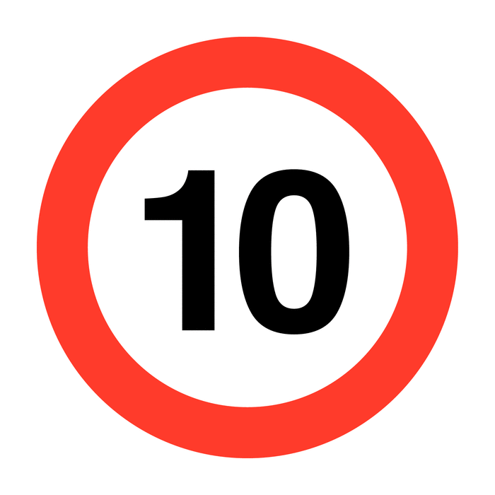 10 MPH Maximum Speed RA2 Aluminium Traffic Signs
