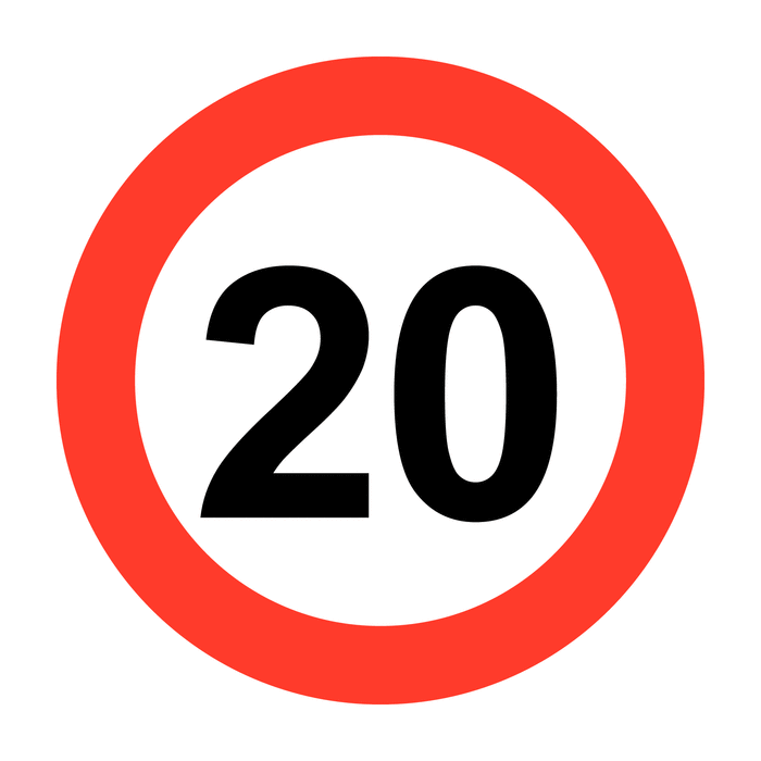 20 MPH Maximum Speed RA1 Aluminium Road Traffic Signs