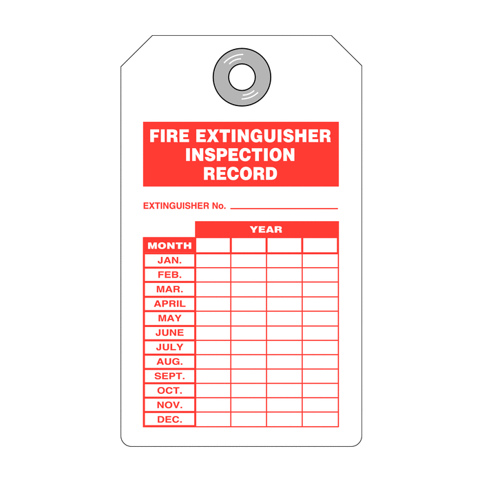 Fire Extinguisher Inspection Record Card String Tags