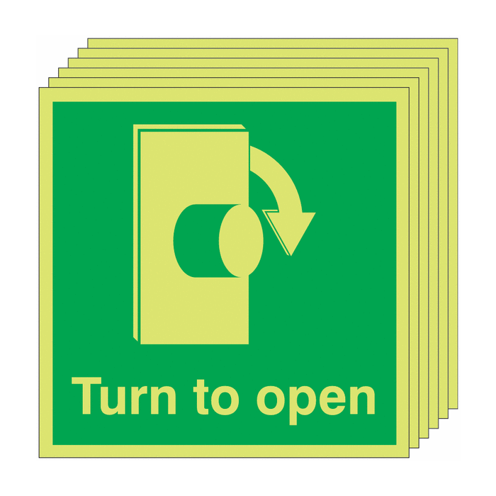 6-Pack Nite-Glo Turn to Open Clockwise Door Signs