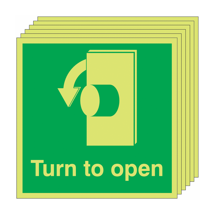 6-Pack Nite-Glo Turn to Open Door Anti-clockwise Signs