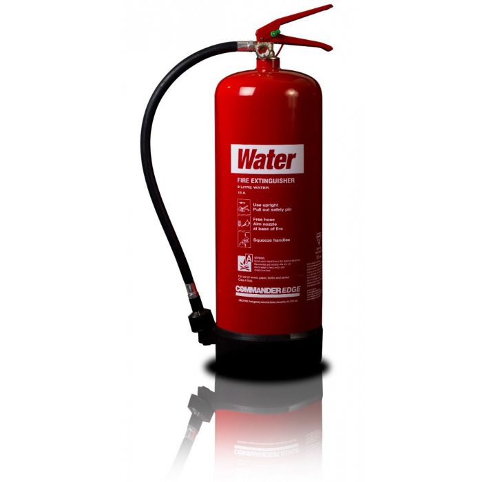 9 Litre Water Fire Extinguishers are fully portable, fully charged and ready to wall mount water fire extinguishers, capable of combating fire involving paper, textiles and wood 9 Litre Water Fire Extinguishers boasts a discharge time of 43.5 seconds