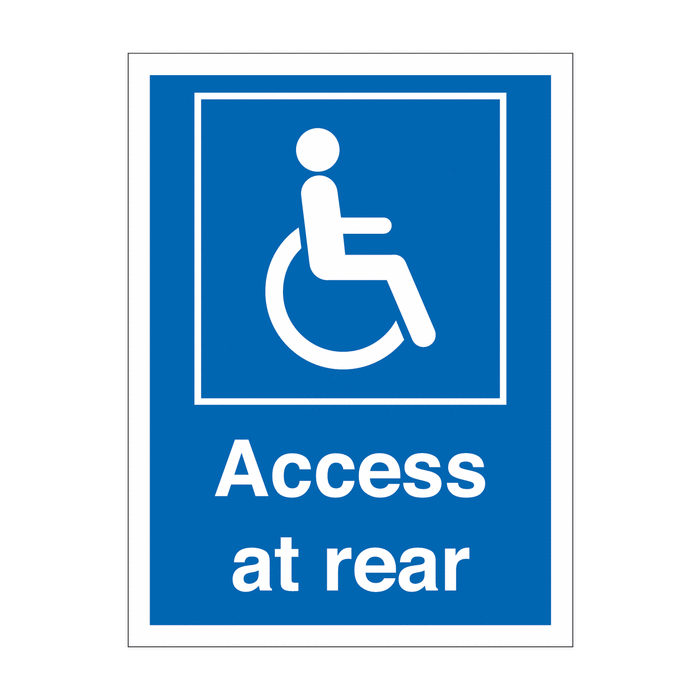Access At Rear Accessible Sign