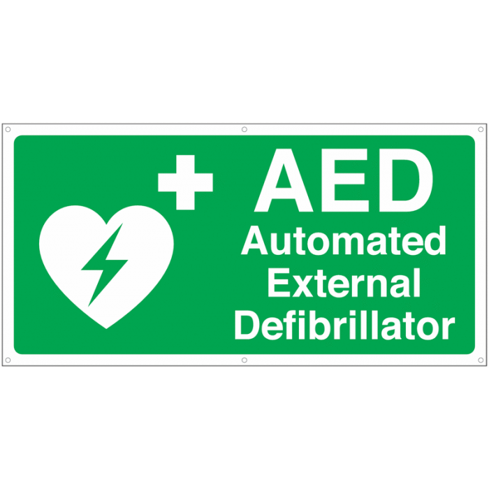 Banner Sign AED Automated External Defibrillator Banner Signs