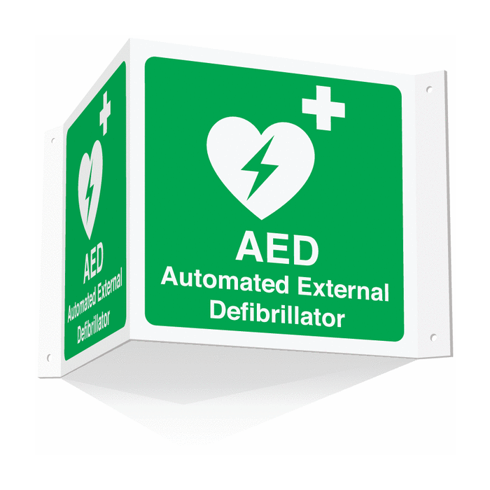 AED Automated External Defibrillator Projecting 3D Sign