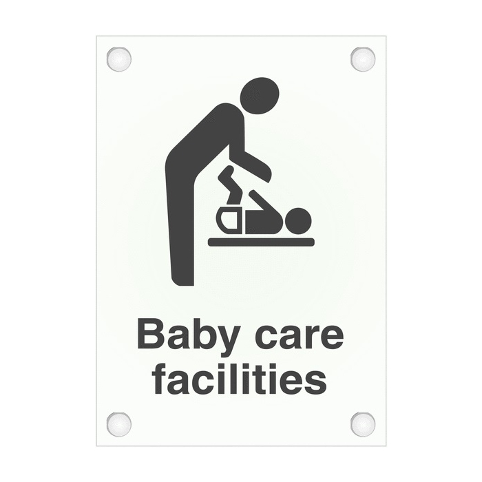 Baby Care Facilities Sign In Frosted Acrylic