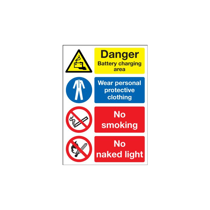 Battery Charging Area Wear PPE Clothing Sign
