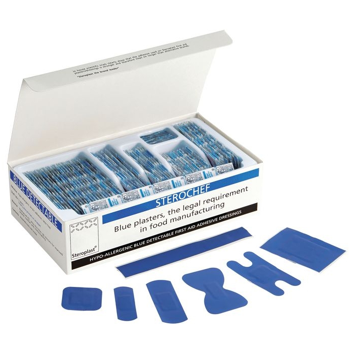 Blue Square Sterile Metal Detectable Catering Plasters