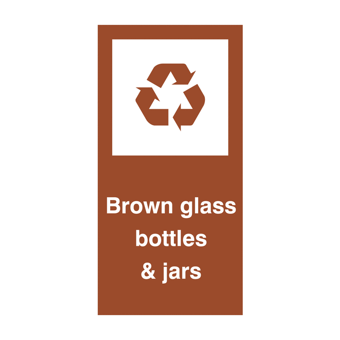 Brown Glass Bottles & Jars Self Adhesive Vinyl Recycling Labels