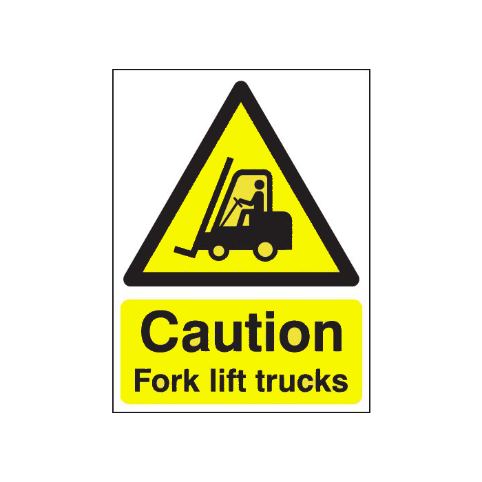Caution Fork Lift Trucks Portrait Hazard Warning Signs