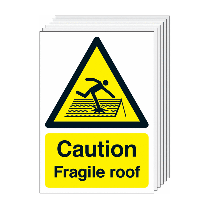 Caution Fragile Roof Hazard Pack Of 6 Signs
