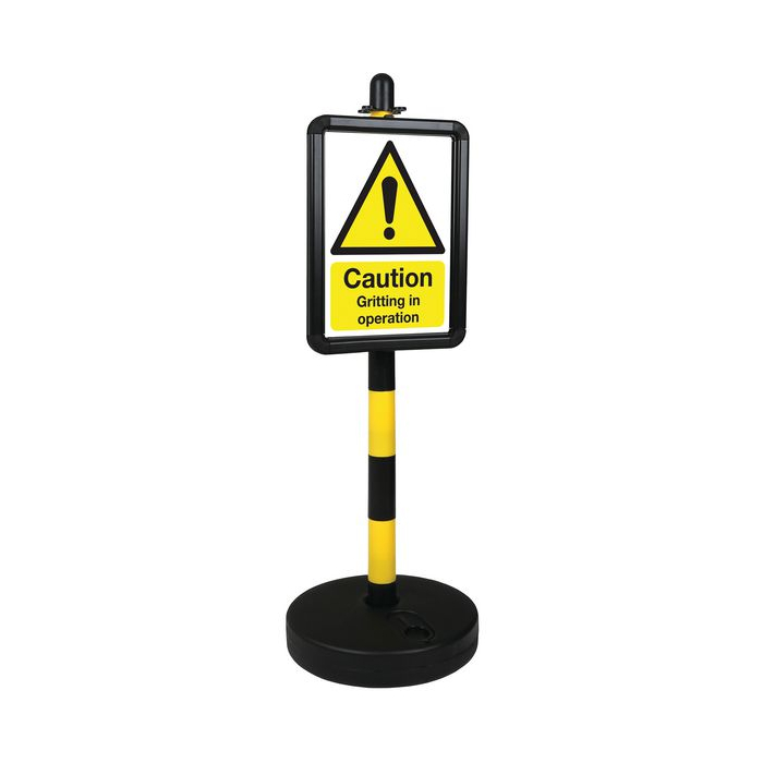Caution Gritting In Progress Post Sign