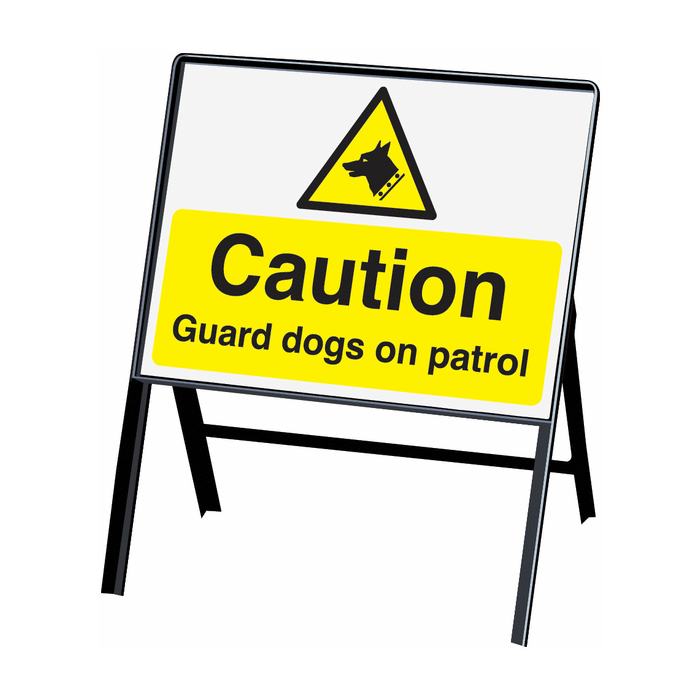 Caution Guard Dogs On Patrol Stanchion Warning Signs