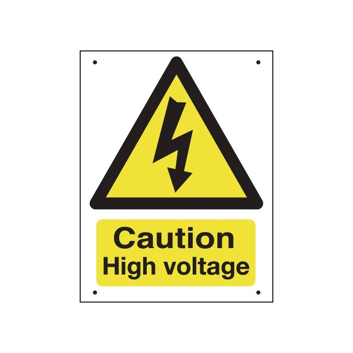 Caution High Voltage Vandal Resistant Signs