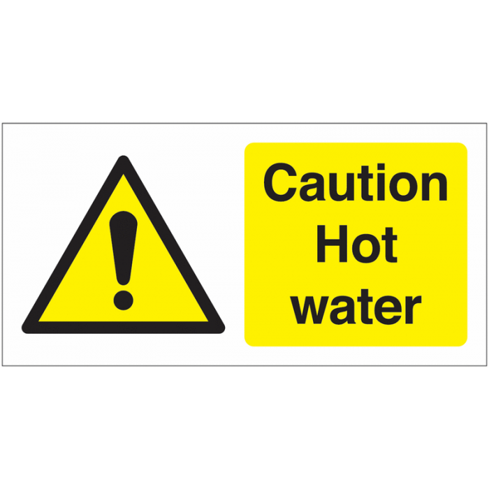 Caution Hot Water Vinyl Safety Labels On-a-Roll