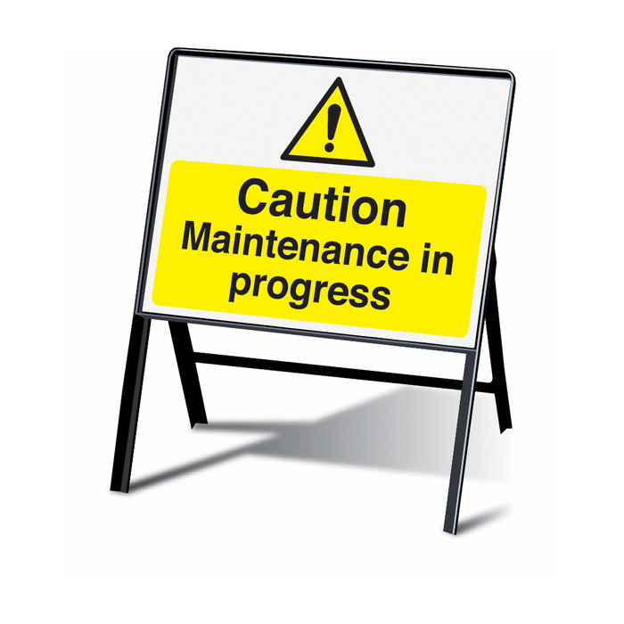 Caution Maintenance In Progress Stanchion Signs