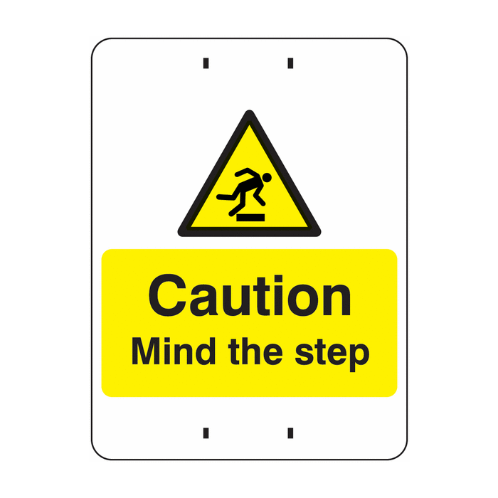 Caution Mind The Step Post Mount Sign