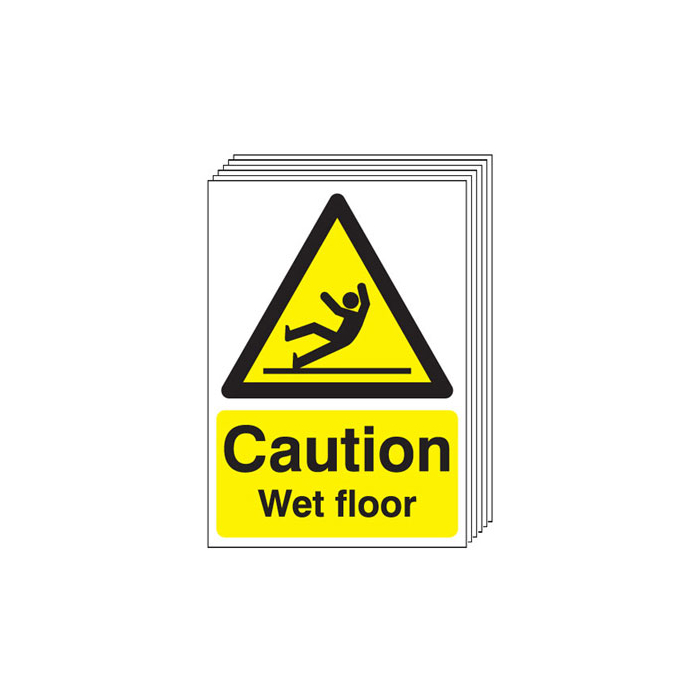 Caution Wet Floor Hazard Warning Sign 6 Pack