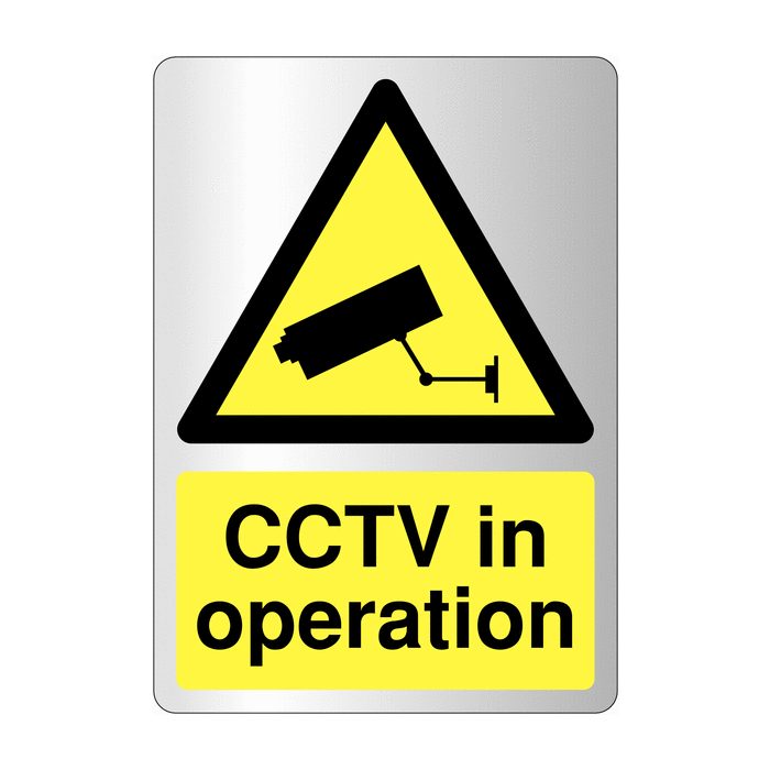 CCTV In Operation Silver Effect Sign
