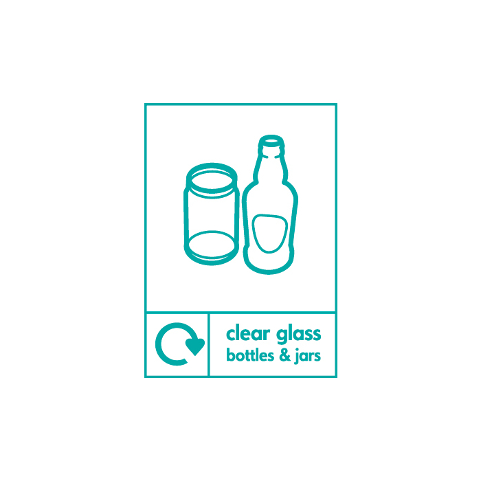 Clear Glass Bottles And Jars WRAP Recycling Sign