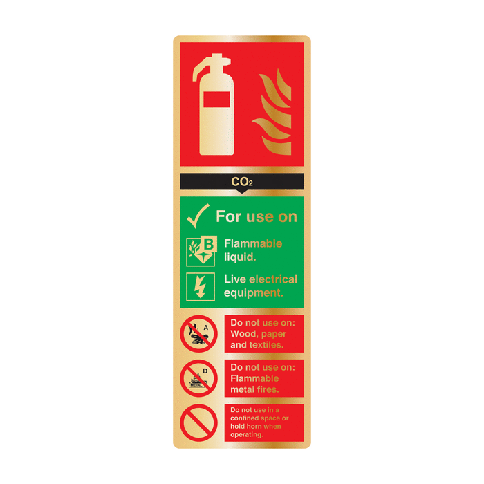 Co2 Fire Extinguisher Brass Information Signs