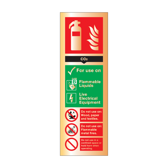 Co2 Fire Extinguisher Gold Effect Sign