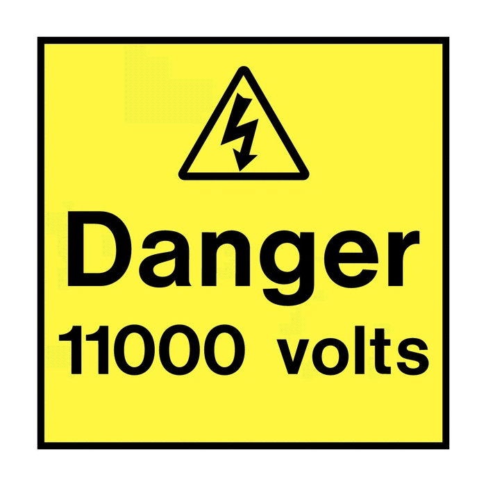 Danger 11000 Volts On The Spot Electrical Label
