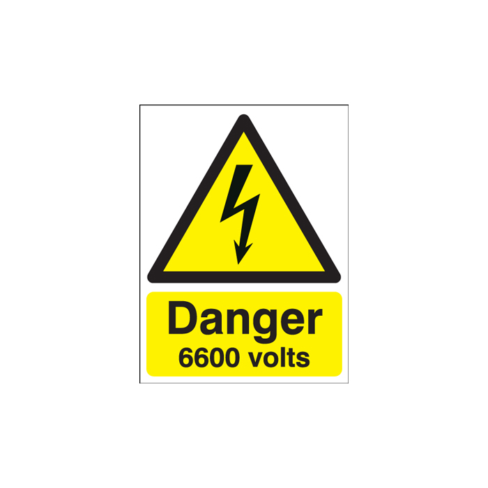 Danger 6600 Volts Hazard Warning Sign
