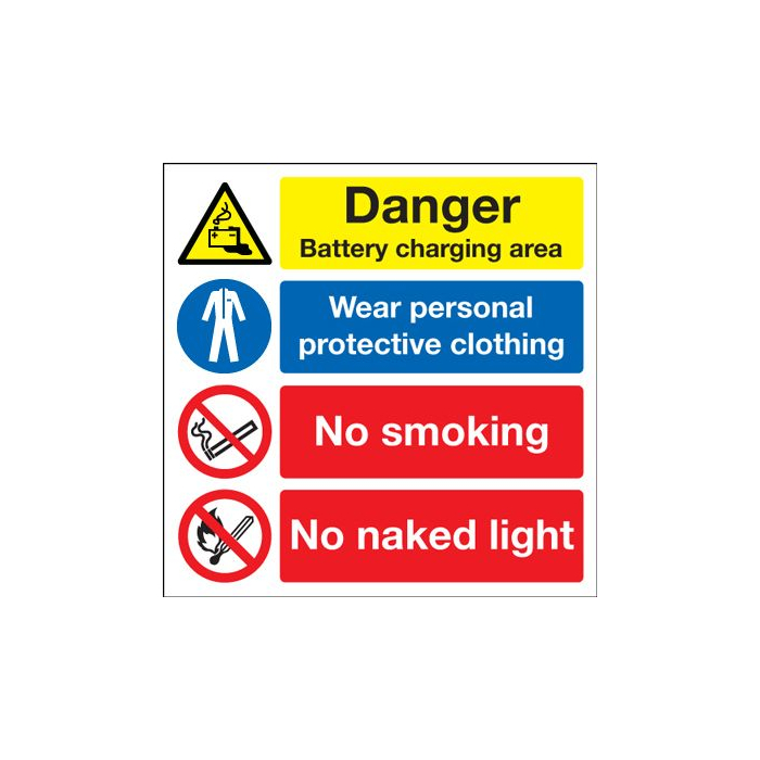 Danger Battery Charging Area Multi Message Sign