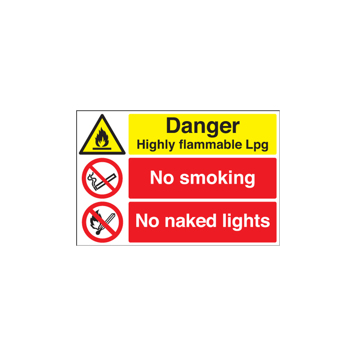 Danger Highly Flammable LPG No Smoking No Naked Lights Sign