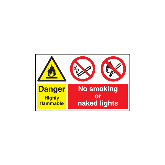 Danger Highly Flammable No Smoking Or Naked Lights Sign