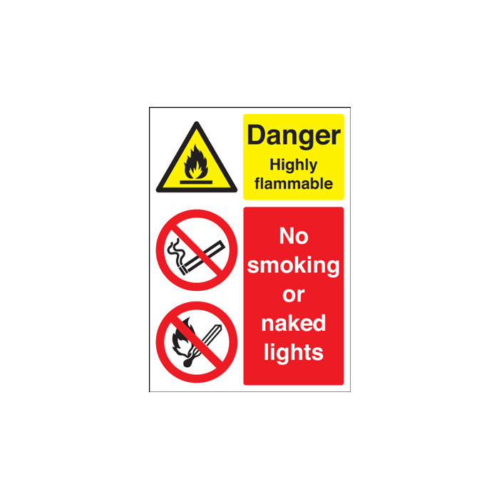 Danger Highly Flammable No Smoking Multi Message Signs