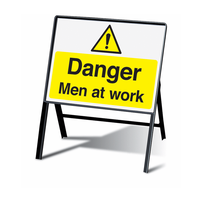Danger Men At Work Stanchion Warning Signs