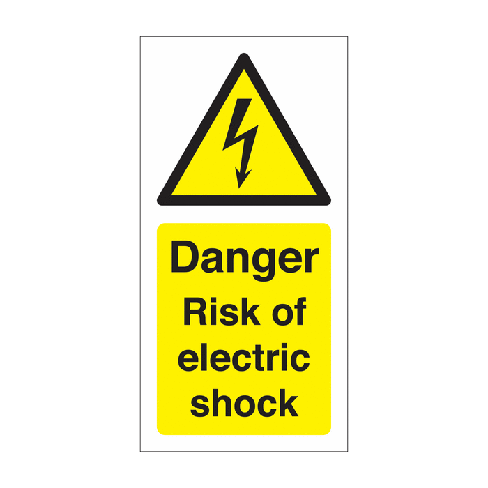 Danger Risk of Electric Shock Vinyl Safety Labels On-a-Roll