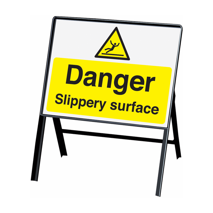 Danger Slippery Surface Stanchion Warning Sign