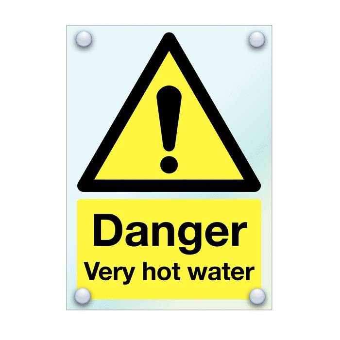 Danger Very Hot Water Sign In Acrylic Material