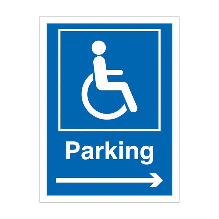 Disabled Parking With Arrow Right Car Park Signs